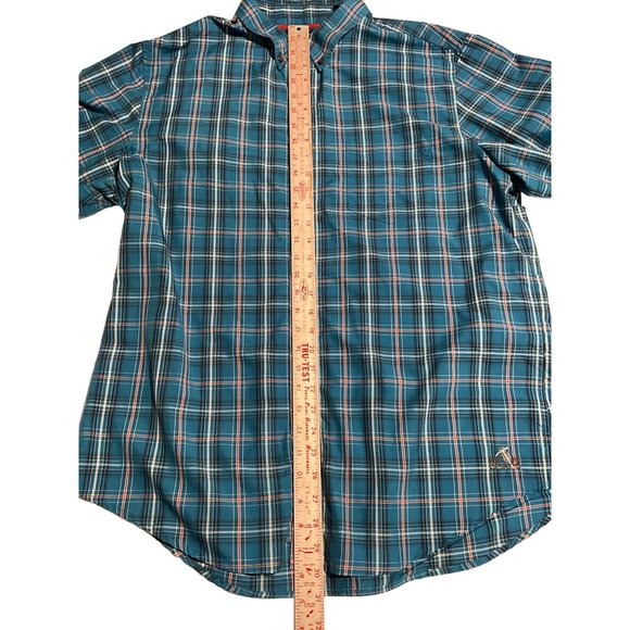 Chaps Long Sleeve Men’s Large Blue with Navy, Orange White Small Stripes - Picture 6 of 9